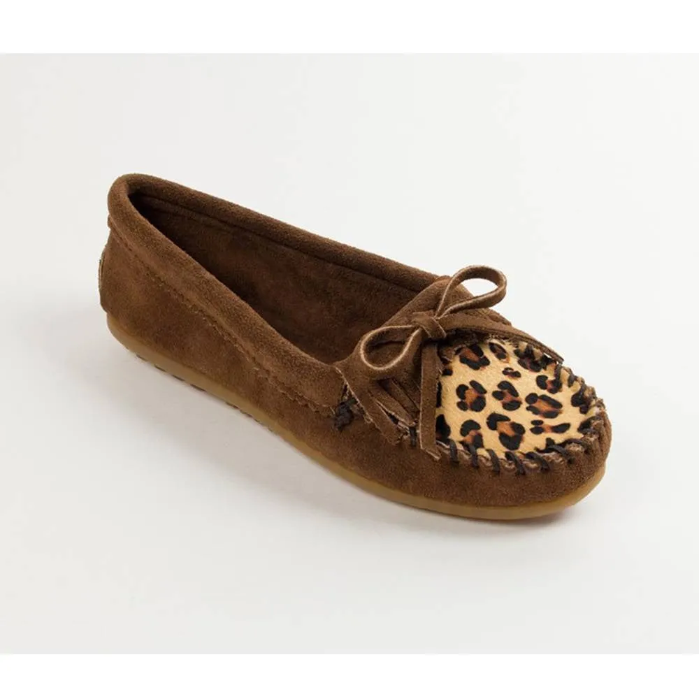 Minnetonka Leopard Dusty Brown Moccasins