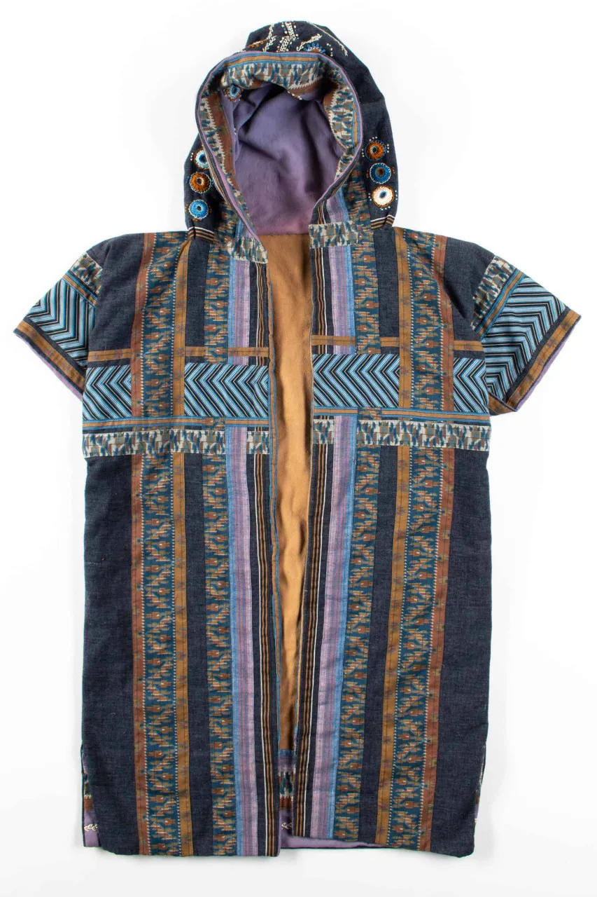 Multi-Pattern Short Sleeve Hooded Robe