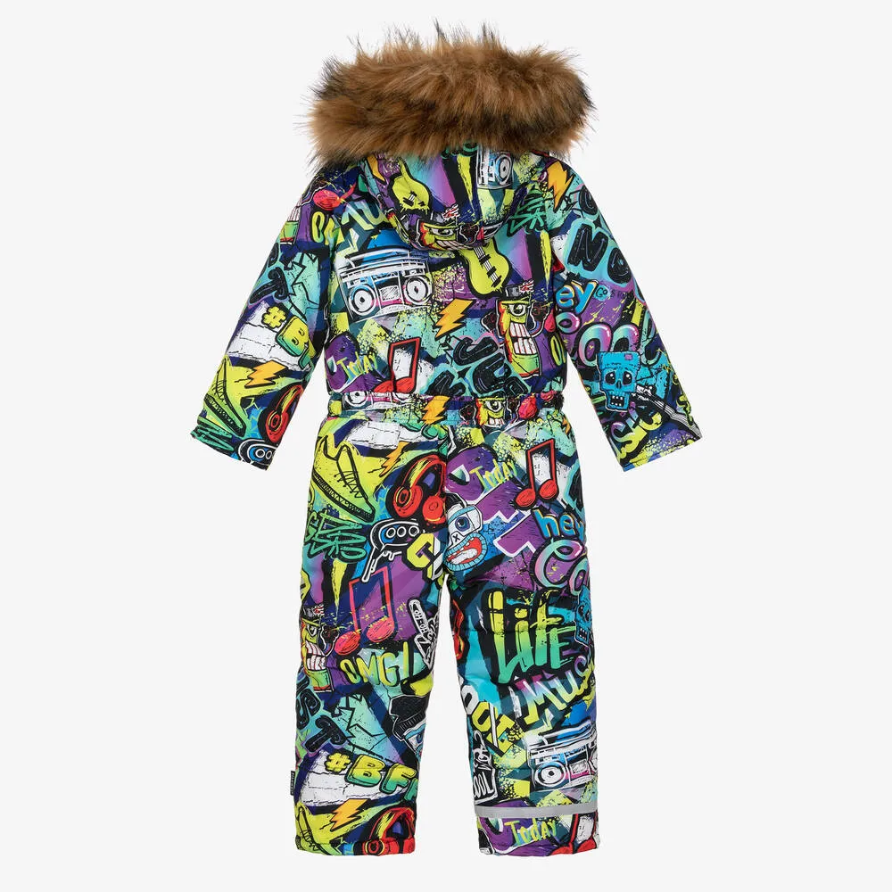 Multicolour Print Snowsuit