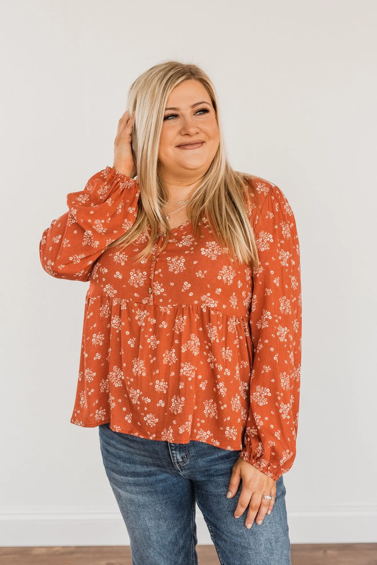 My Favorite Things Floral Blouse- Rust