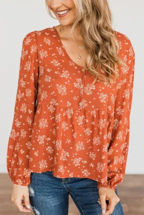 My Favorite Things Floral Blouse- Rust