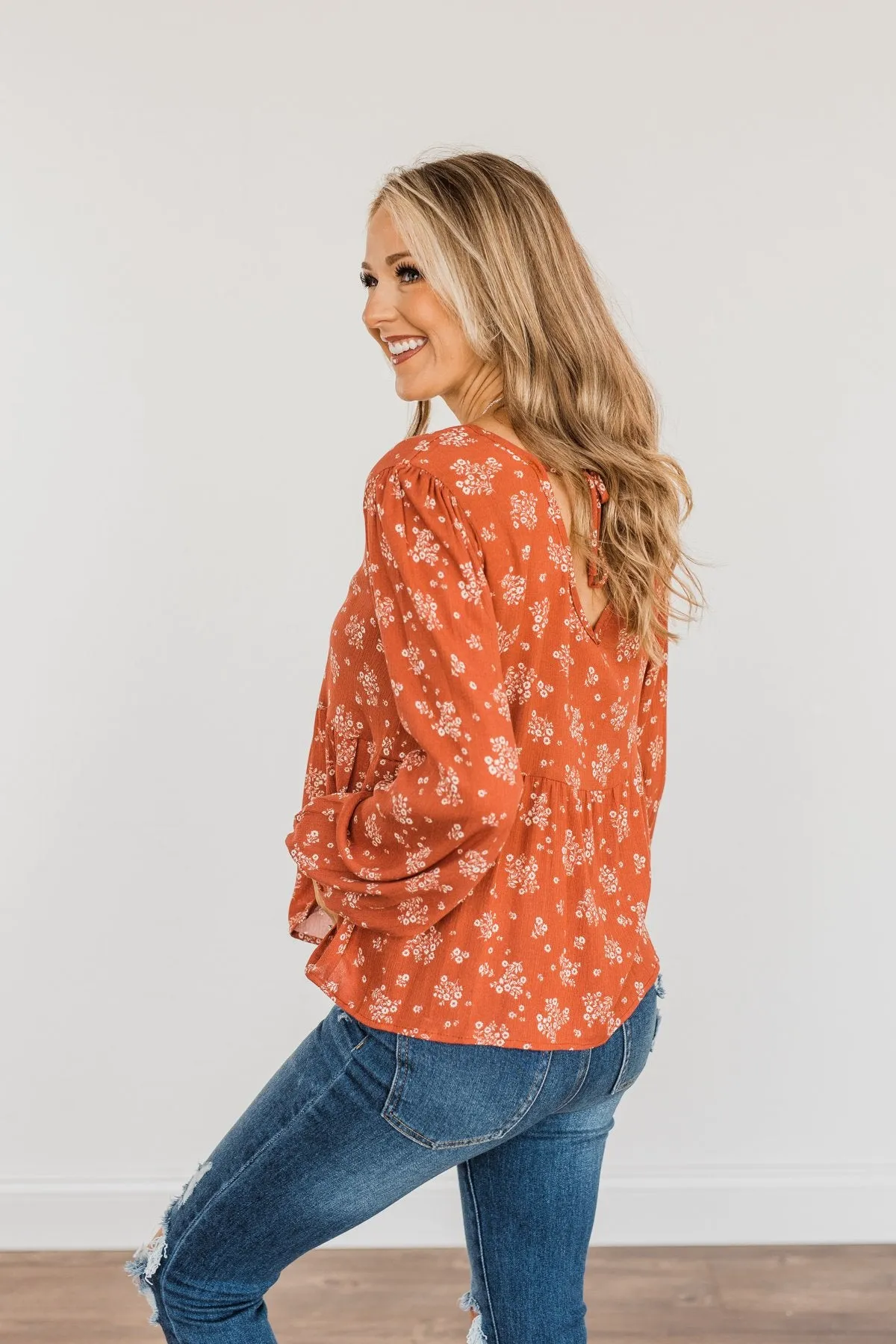 My Favorite Things Floral Blouse- Rust