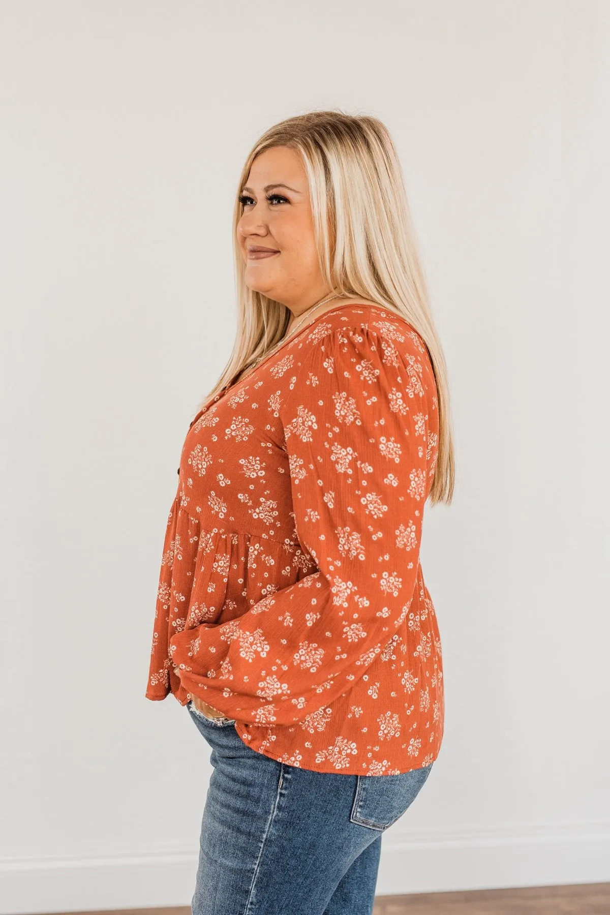 My Favorite Things Floral Blouse- Rust