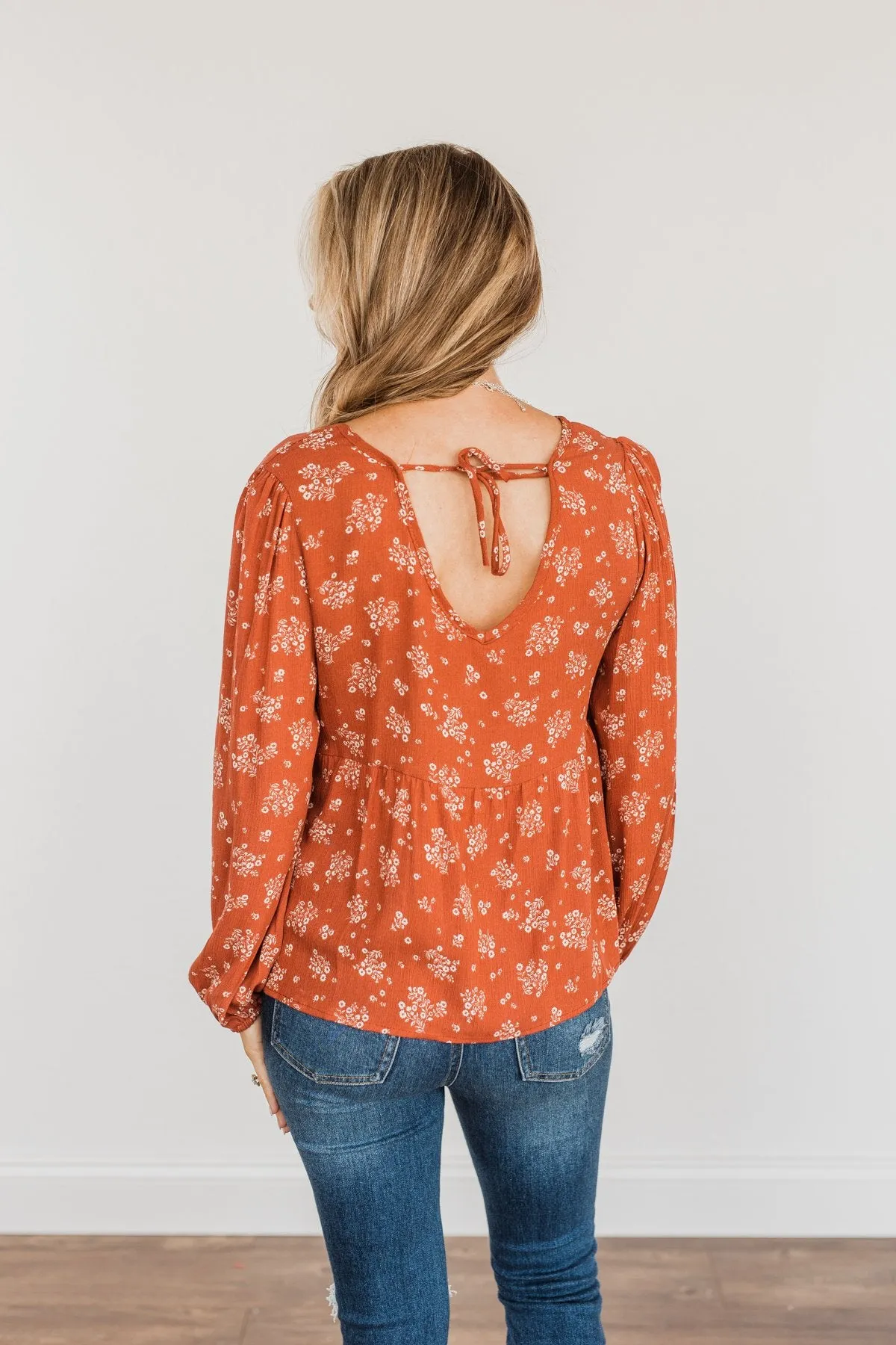 My Favorite Things Floral Blouse- Rust