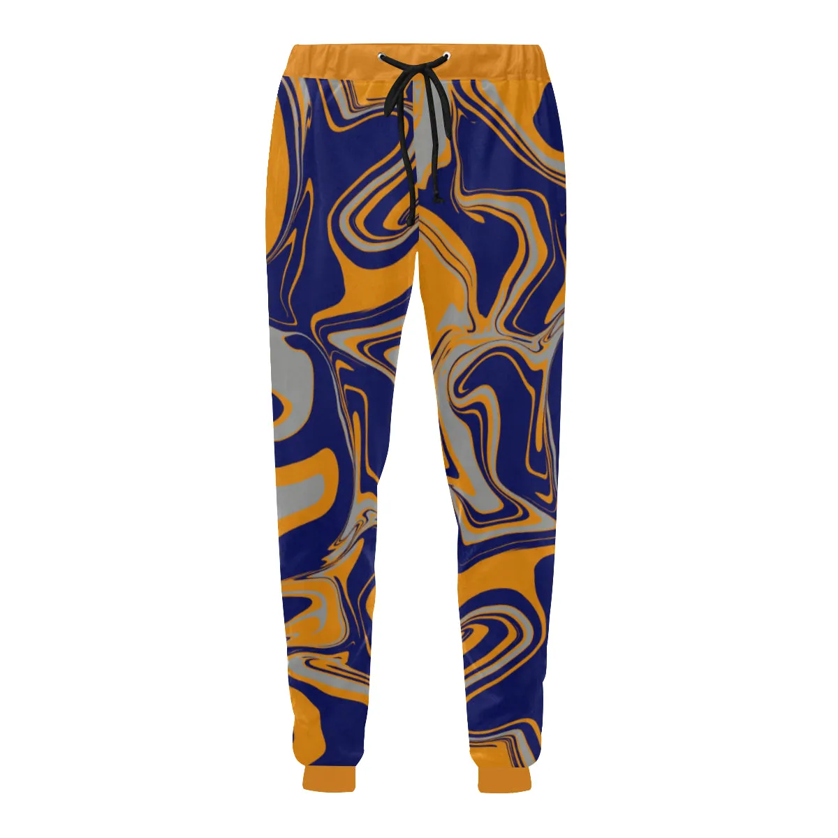 Navy Orange and Grey Oil Slick Men's Big & Tall All Over Print Jogger Sweatpants