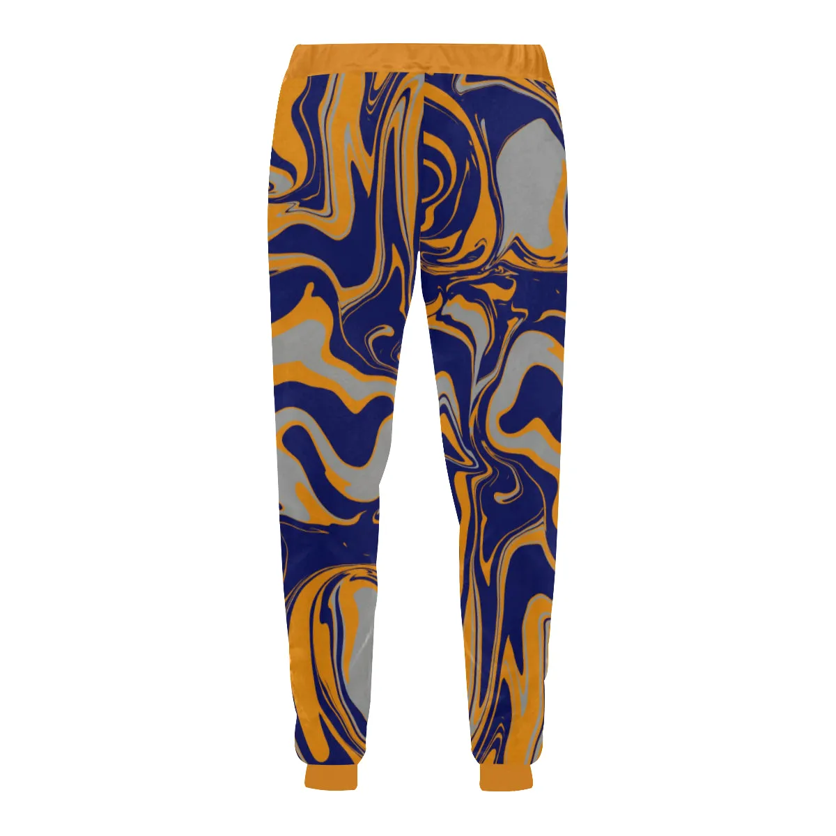 Navy Orange and Grey Oil Slick Men's Big & Tall All Over Print Jogger Sweatpants