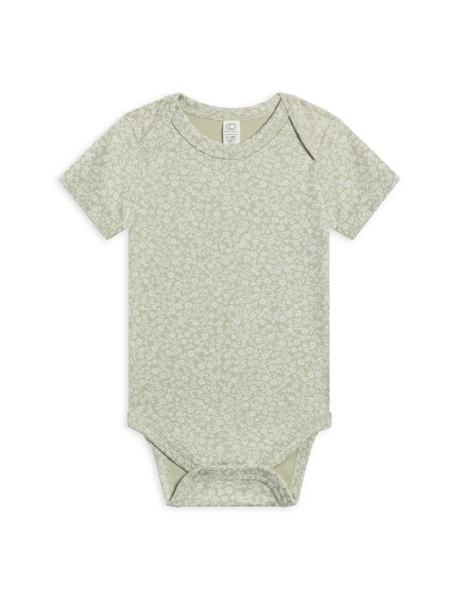 Organic Afton Bodysuit - Gwen Floral / Mint