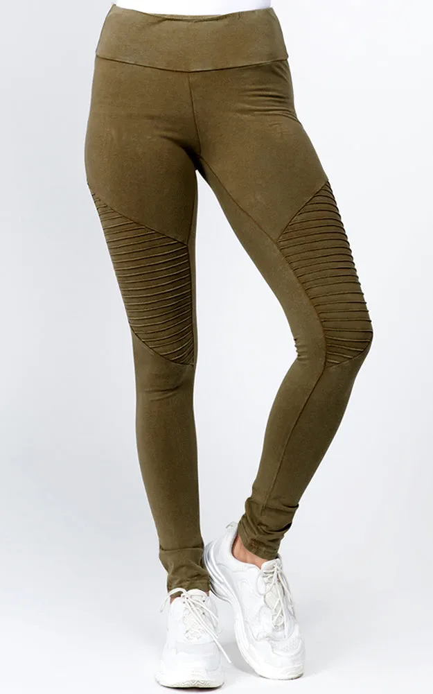 P6013 Moto Washed Skinny Pleated Stretch Leggings 6pcs Pack