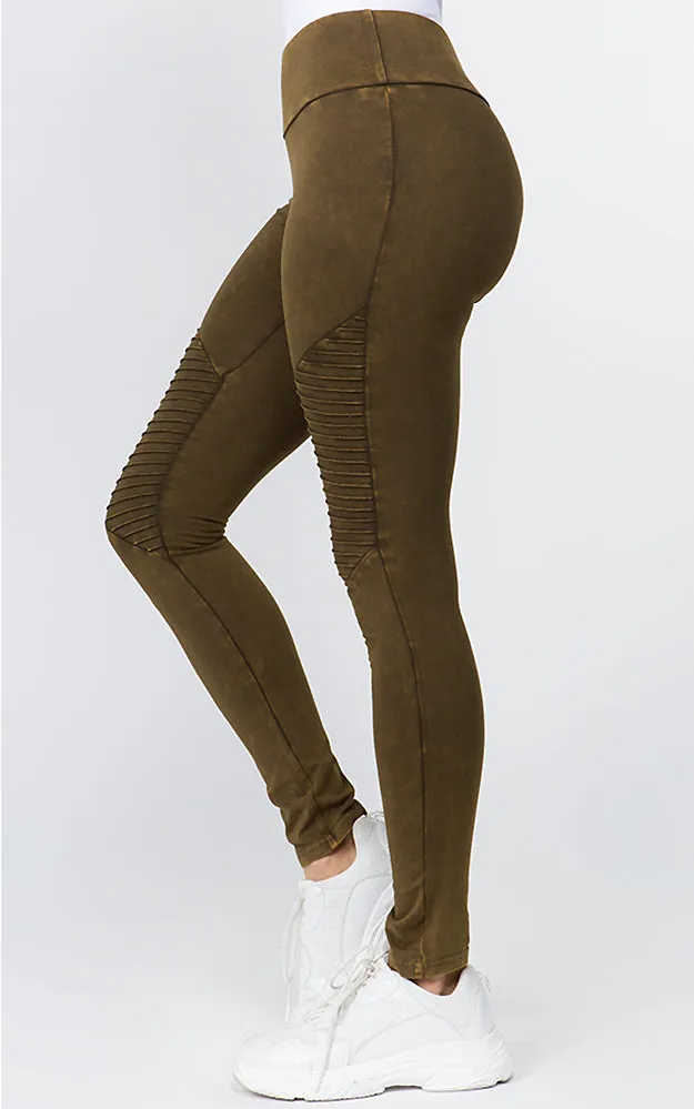 P6013 Moto Washed Skinny Pleated Stretch Leggings 6pcs Pack