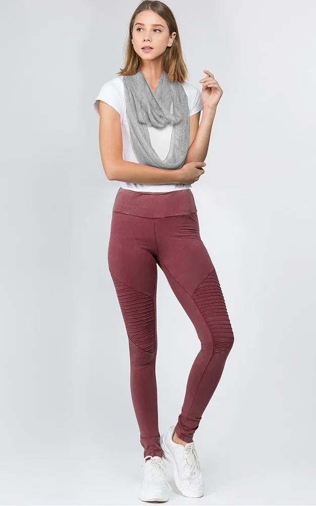 P6013 Moto Washed Skinny Pleated Stretch Leggings 6pcs Pack