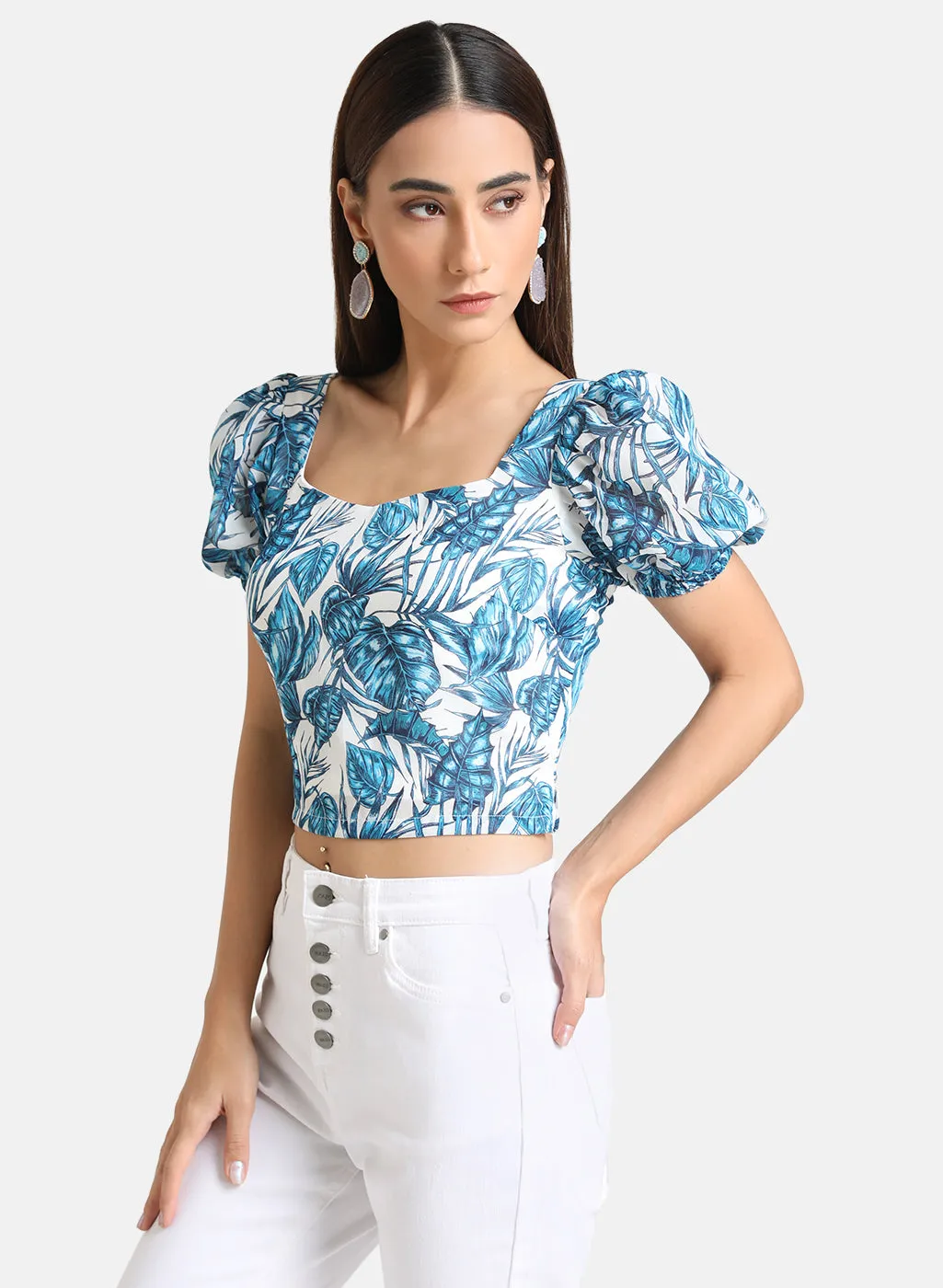 Palm Print Crop Top