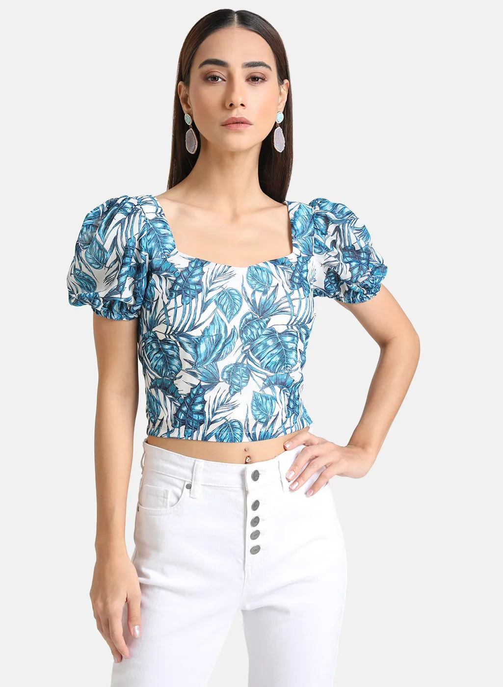 Palm Print Crop Top