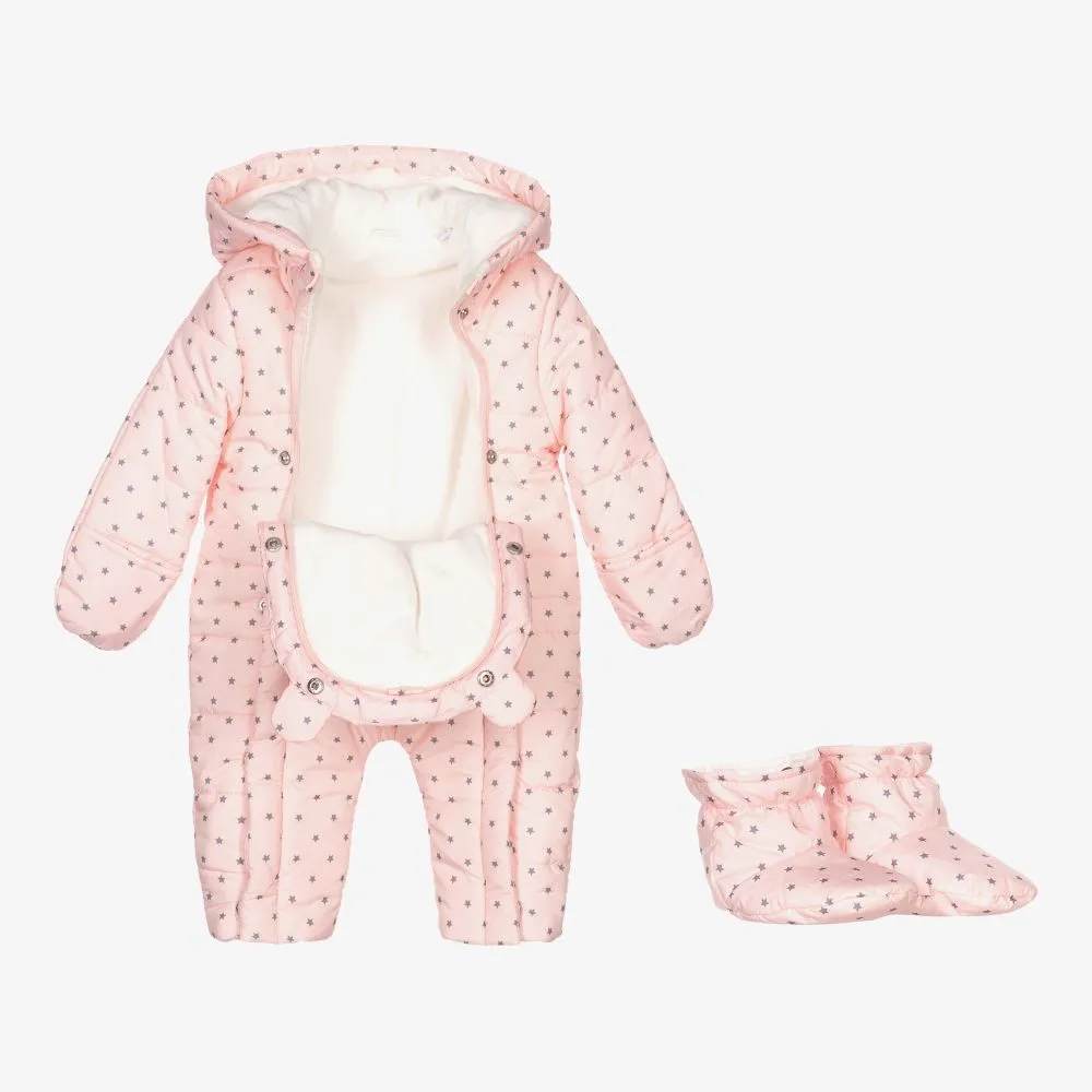 Pink & Grey Baby Snowsuit