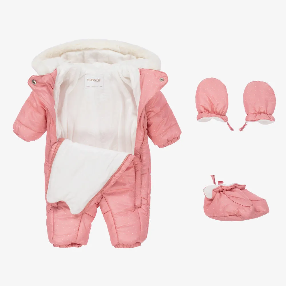 Pink Padded Baby Snowsuit