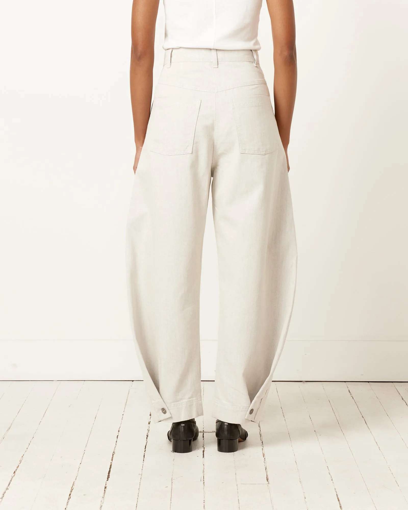 Post Denim Pant in White/Blue