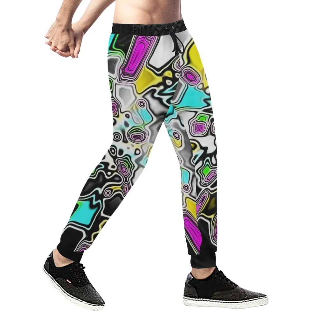 Psychedelic Paint Drop Men's Big & Tall All Over Print Jogger Sweatpants