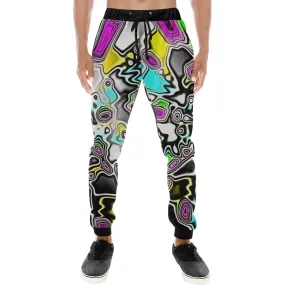 Psychedelic Paint Drop Men's Big & Tall All Over Print Jogger Sweatpants