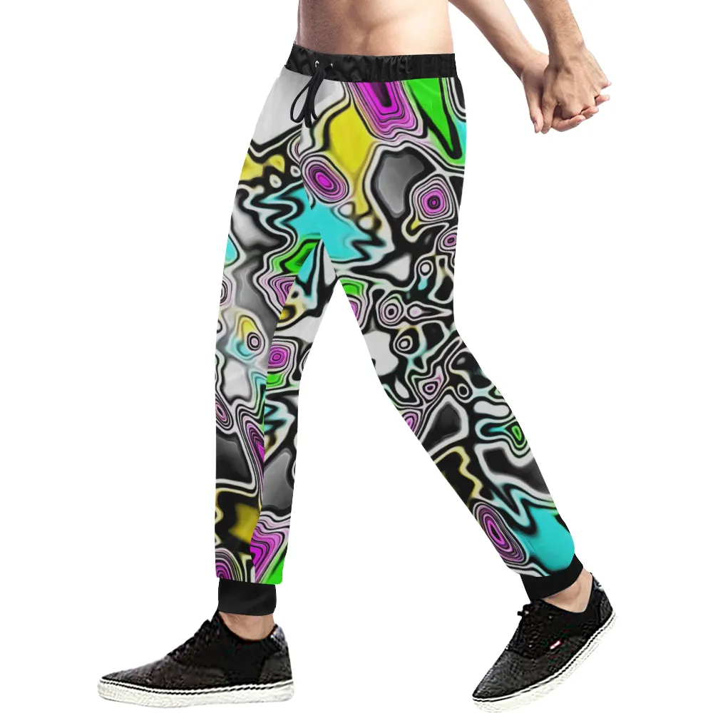 Psychedelic Paint Drop Men's Big & Tall All Over Print Jogger Sweatpants