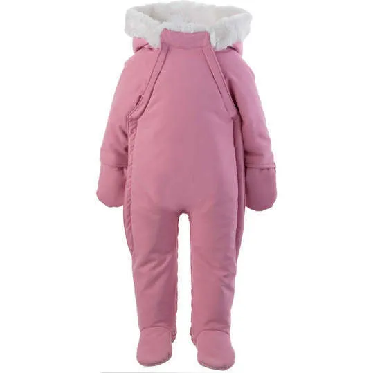 Rachel Riley Faux Fur Trim Snowsuit, Pink