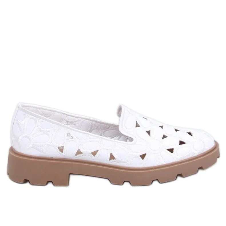 Redoni White Openwork Moccasins