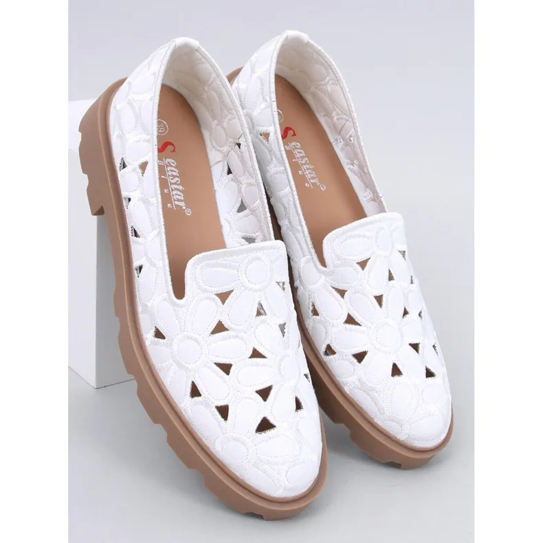 Redoni White Openwork Moccasins