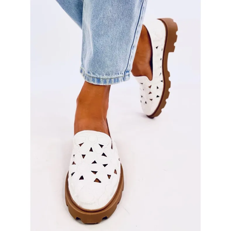 Redoni White Openwork Moccasins