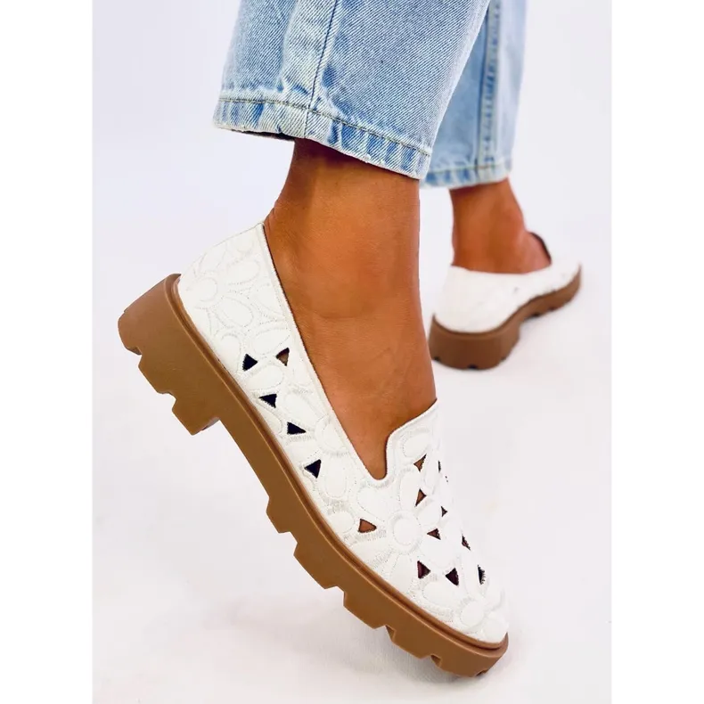 Redoni White Openwork Moccasins