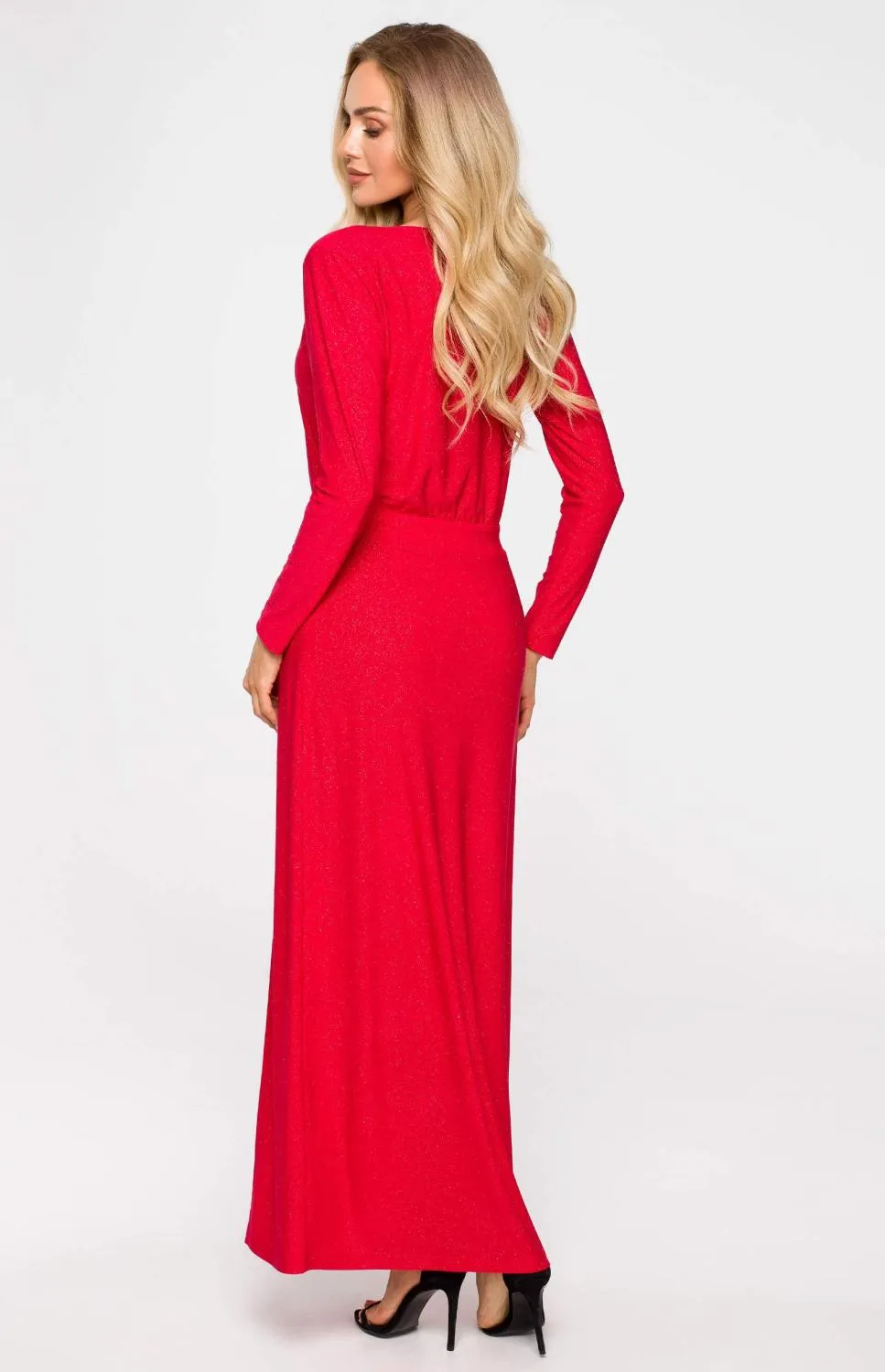 Robe longue effet pailleté rouge