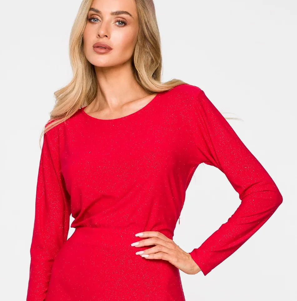 Robe longue effet pailleté rouge