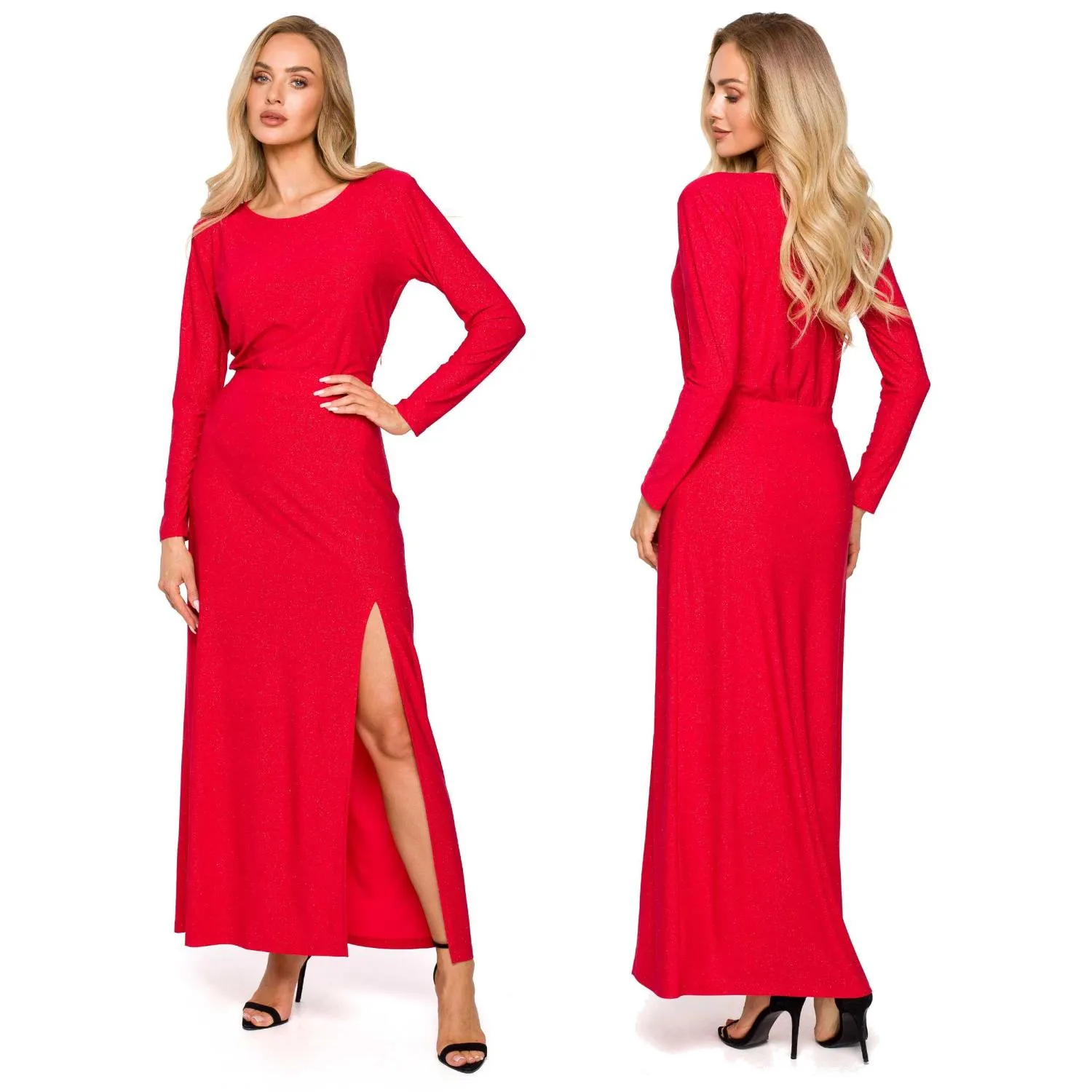 Robe longue effet pailleté rouge