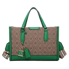 RoccoBarocco 11213 FRIDA Tote Bag Medium Borsa a Mano Donna in Ecopelle e Tessuto Green