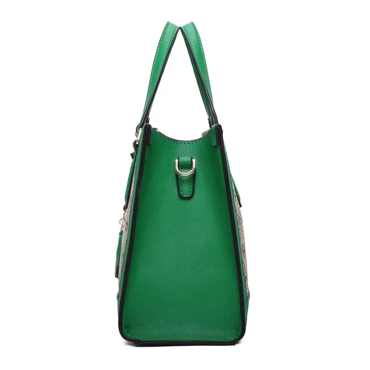 RoccoBarocco 11213 FRIDA Tote Bag Medium Borsa a Mano Donna in Ecopelle e Tessuto Green