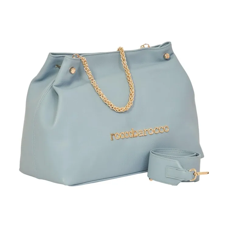 RoccoBarocco 11402  ADELE Tote Bag Borsa a Mano Donna in Ecopelle Sky Blue