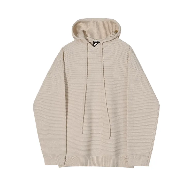 RT No. 10345 STRIPED KNITTED PULLOVER HOODIE