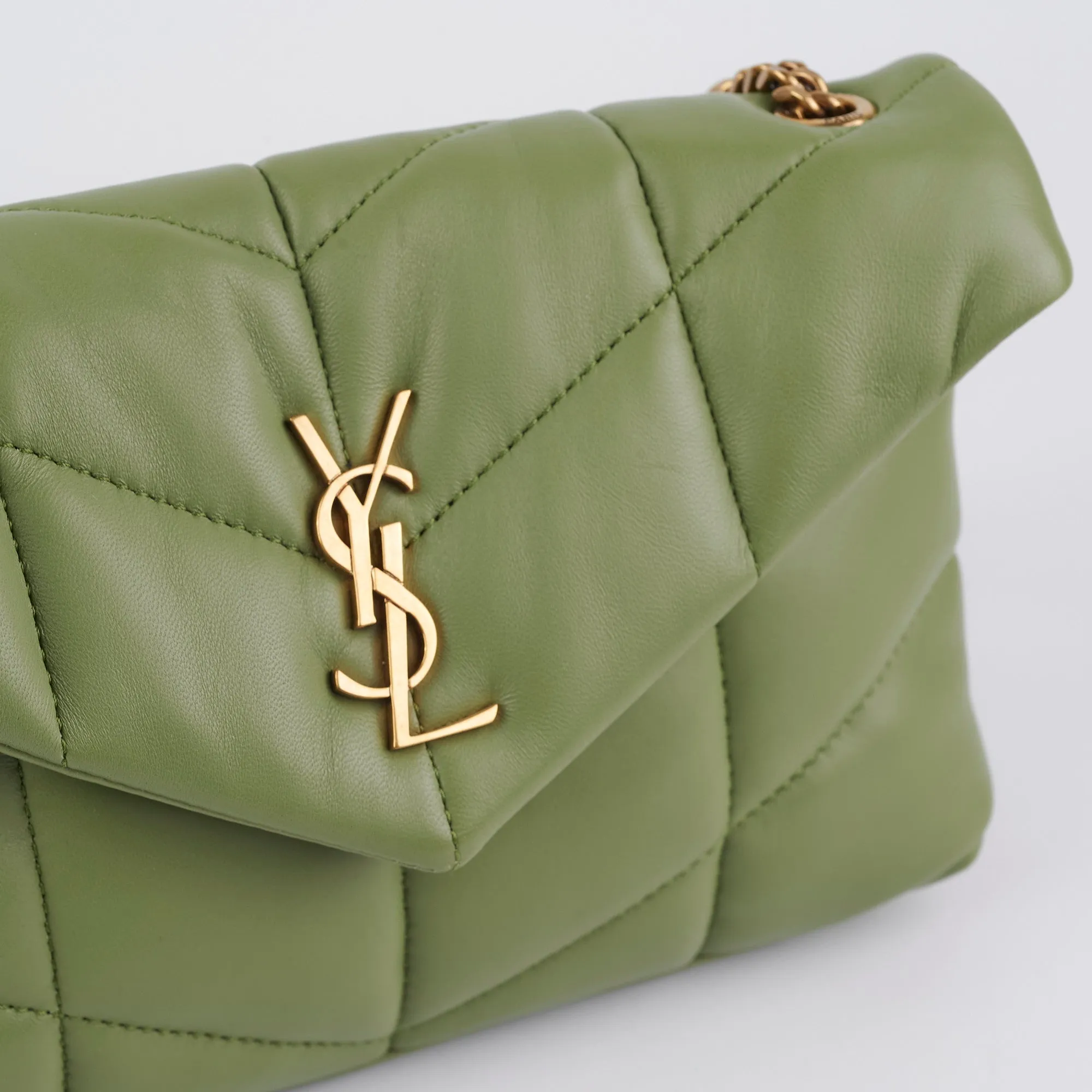 Saint Laurent Puffer Toy Shoulder Bag Green