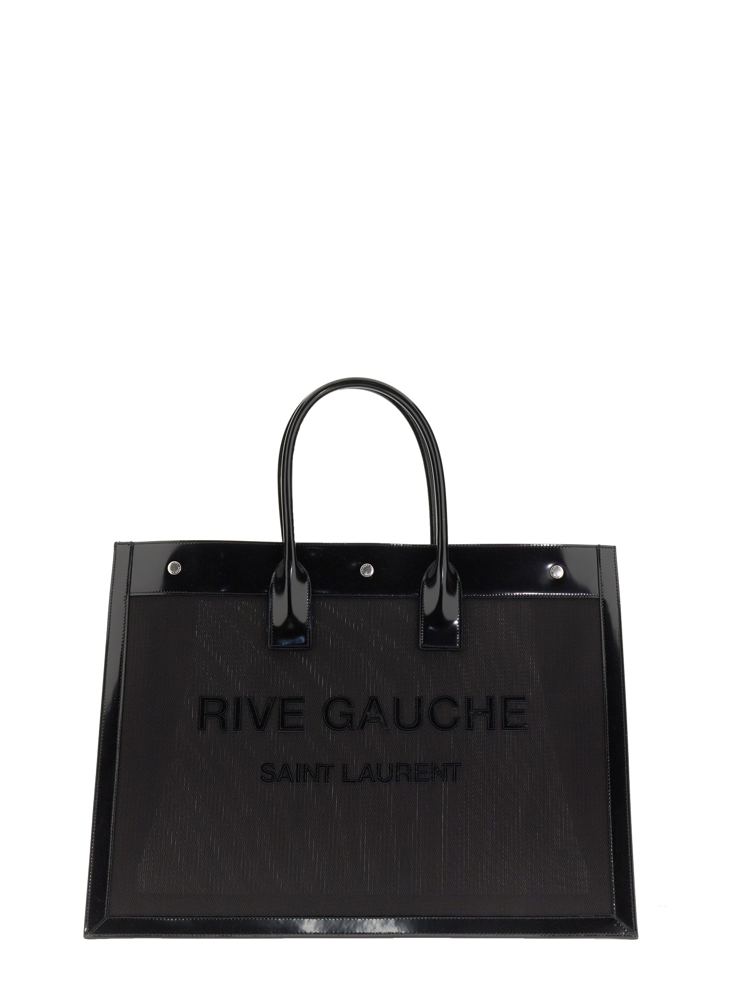 SAINT LAURENT    RIVE GAUCHE MEDIUM TOTE BAG IN MESH AND SHINY LEATHER