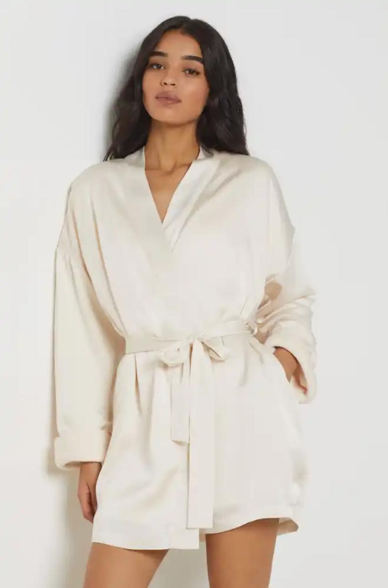 Satin Robe With Fleece Interior