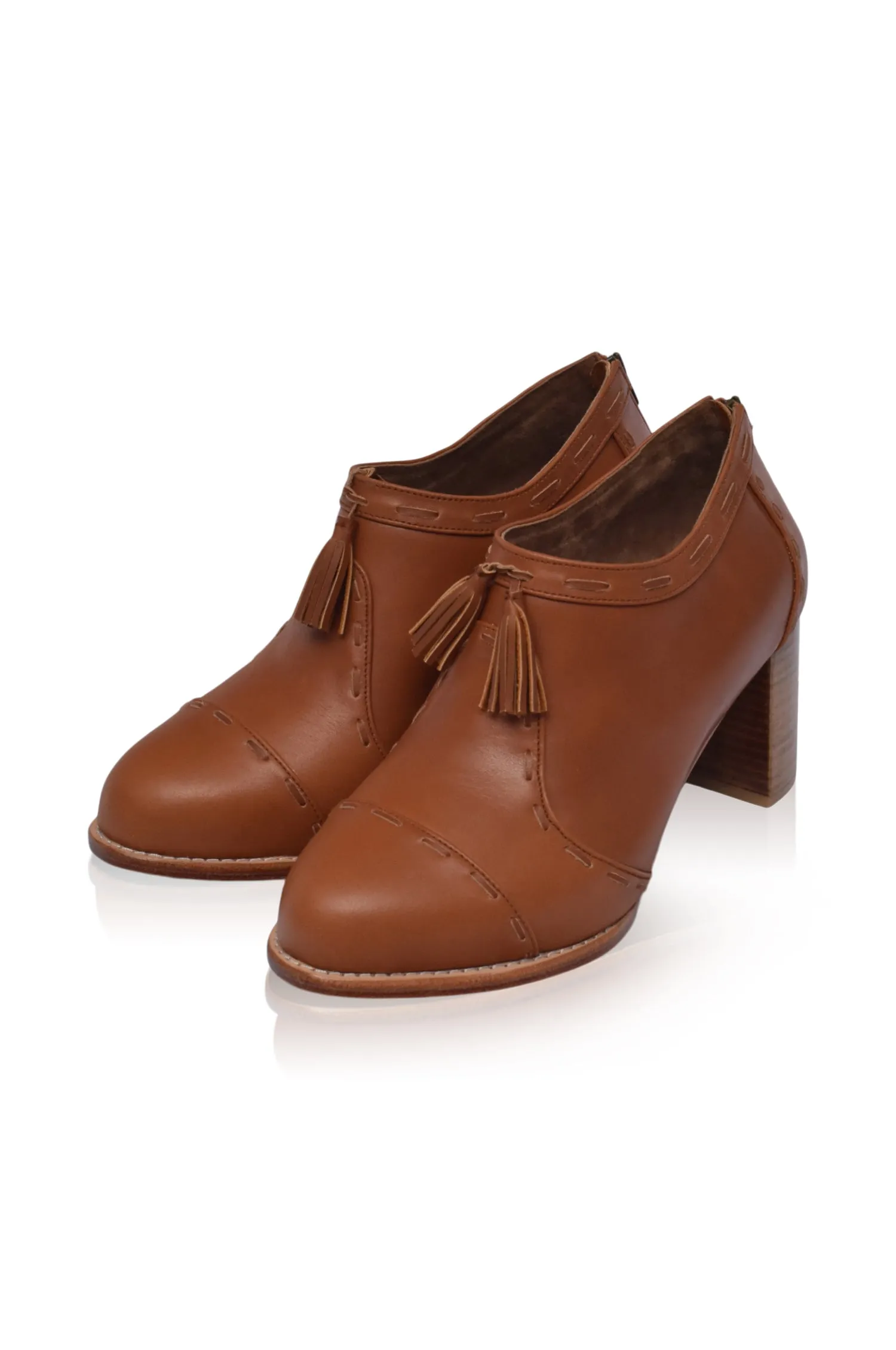 Sensational Leather Booties in Vintage Camel