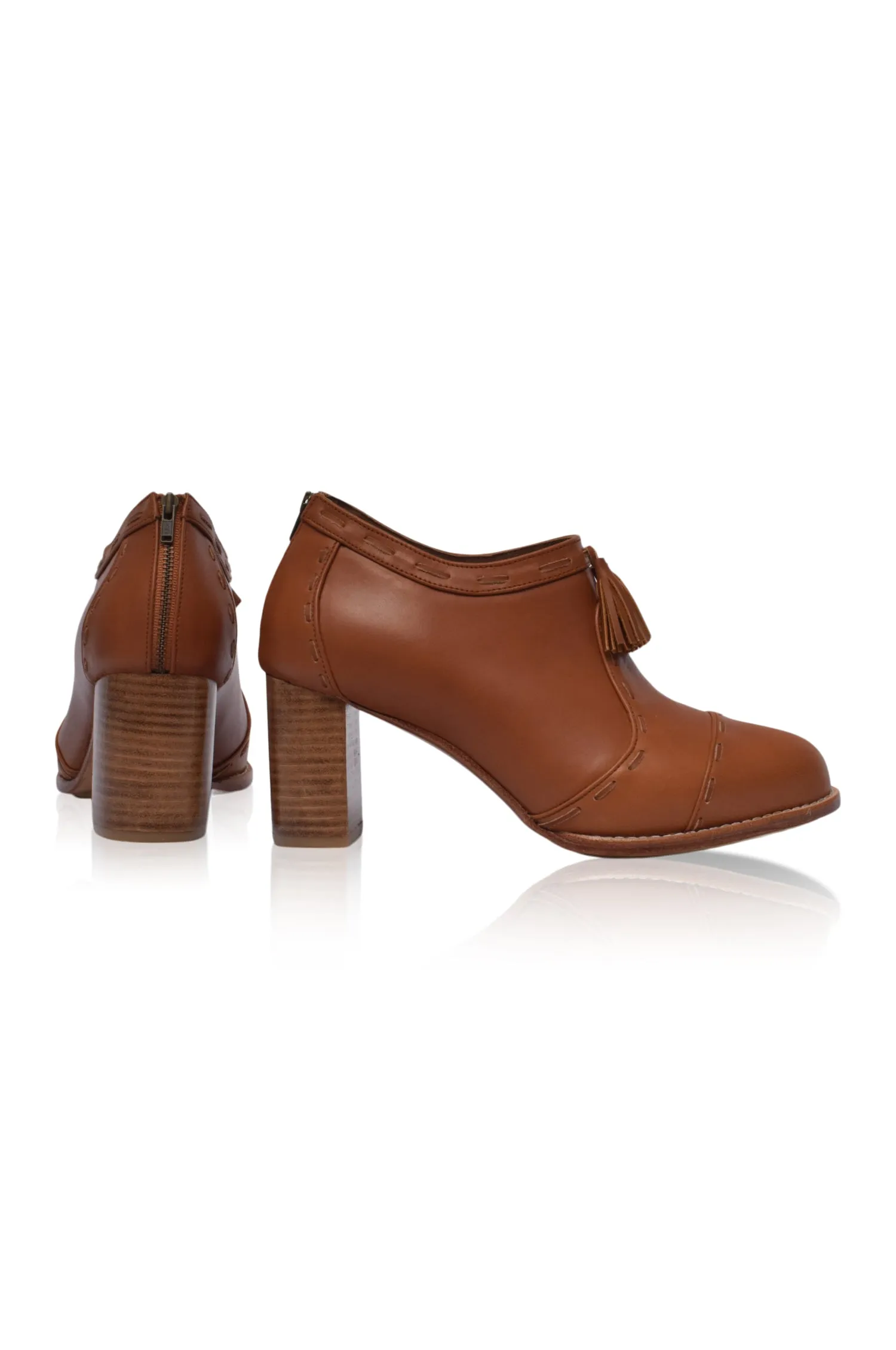 Sensational Leather Booties in Vintage Camel