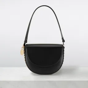 STELLA MCCARTNEY Frayme Chain Saddle Medium Crossbody Bag - Black