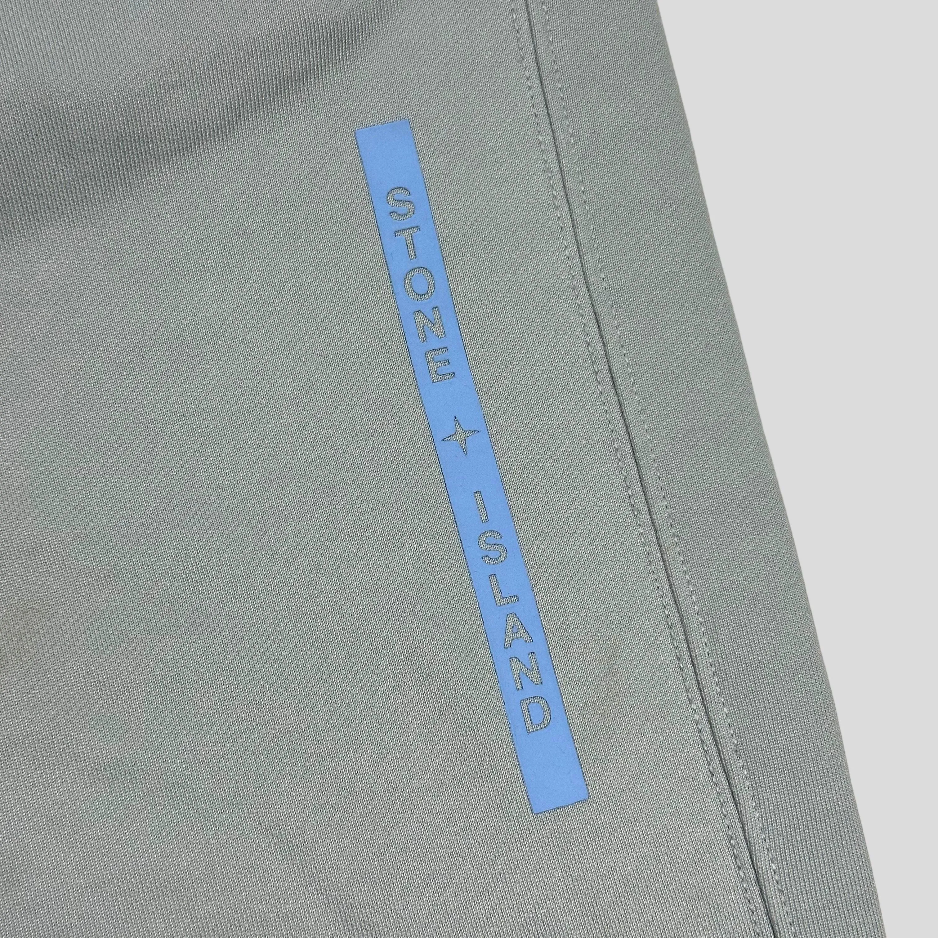 Stone Island AW22 Micrographic Spellout Logo Baby Blue Joggers - XL