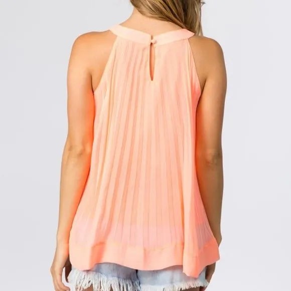 TESSA Coral Pleated Trapeze Top