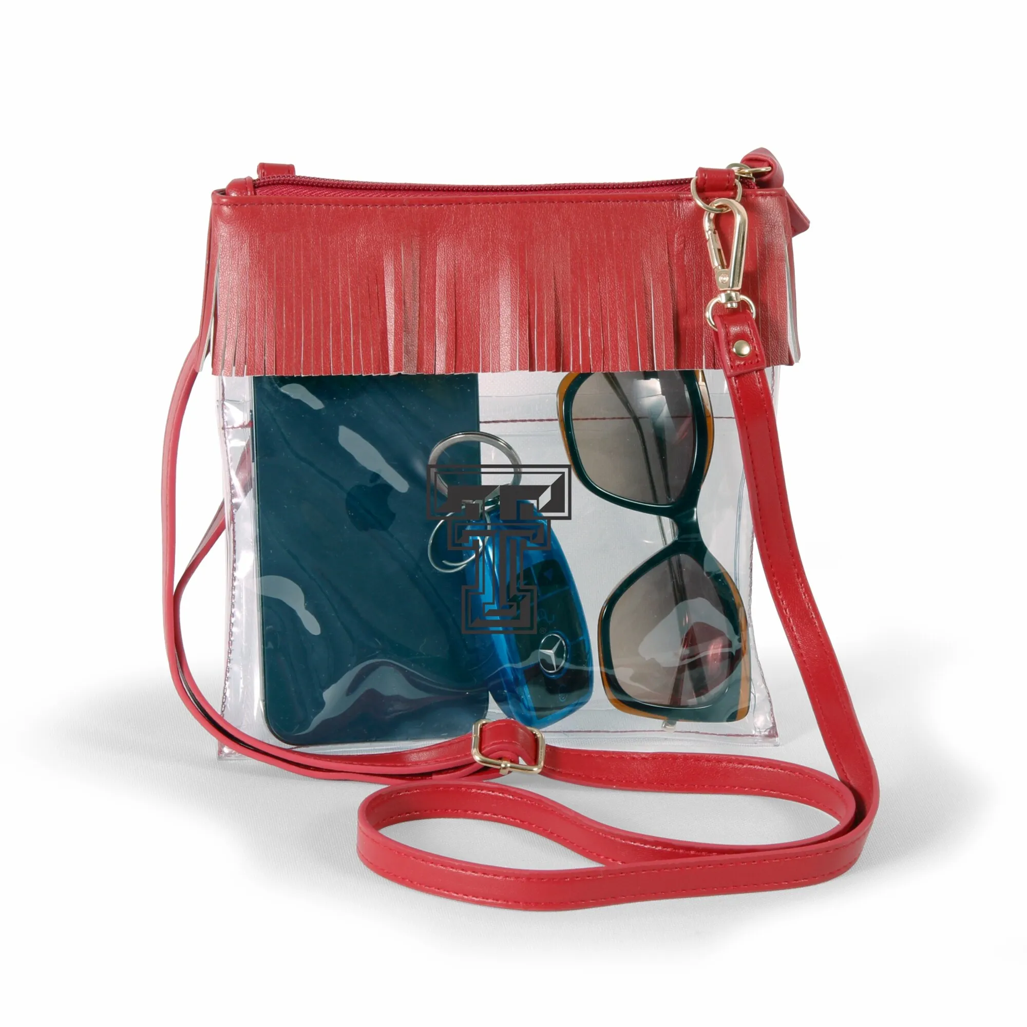 Texas Tech Red Raiders Women's Red Judyann Clear Crossbody with Fringe