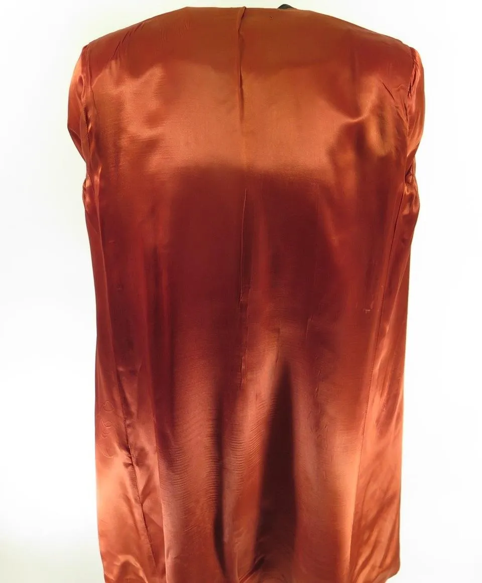 Vintage 40s Iridescent Silk Robe Brown Men L Smoking Lounge Wear Sleepwear