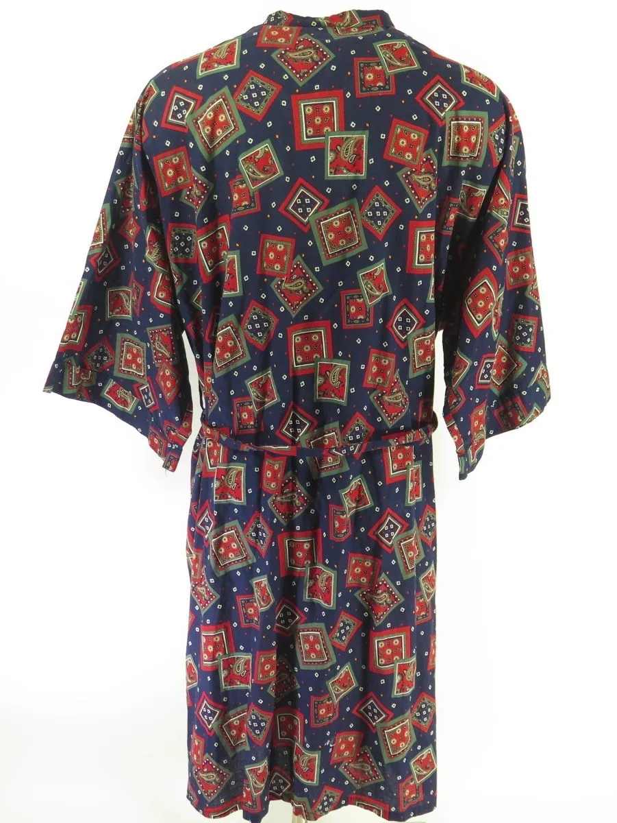 Vintage 80s Paisley Robe 3XL BIG Retro USA RCA Sleepwear Lounge wear