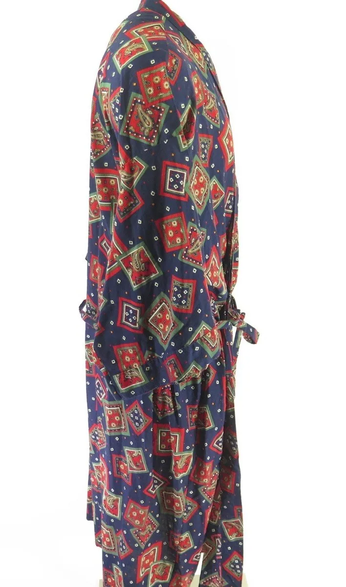 Vintage 80s Paisley Robe 3XL BIG Retro USA RCA Sleepwear Lounge wear