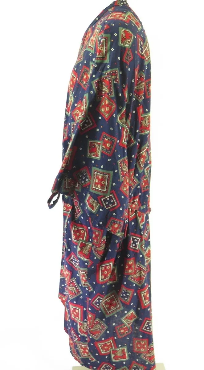 Vintage 80s Paisley Robe 3XL BIG Retro USA RCA Sleepwear Lounge wear