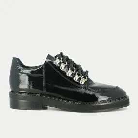 Walking moccasins in black polido leather with lacing