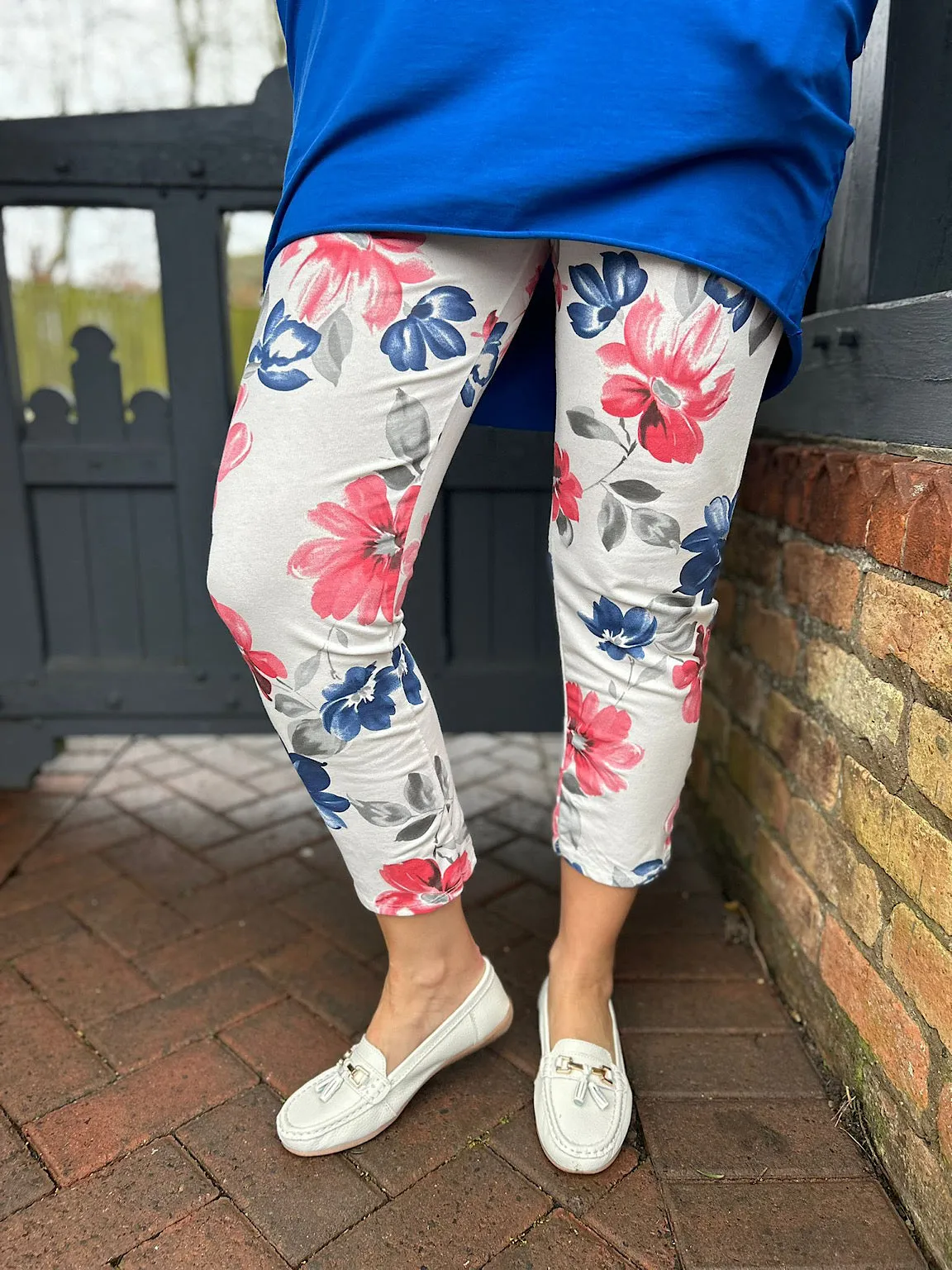 White Flower Pattern Joggers India