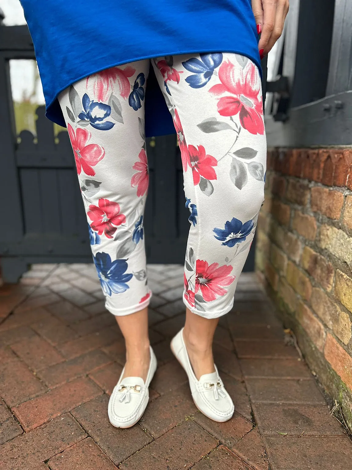 White Flower Pattern Joggers India